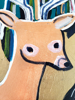 Deer, Squirrel, Waterfall by Jessica JH Roller |   Closeup View of Artwork 