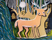Original art for sale at UGallery.com | Deer, Squirrel, Waterfall by Jessica JH Roller | $875 | acrylic painting | 24' h x 30' w | thumbnail 1