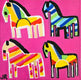 Original art for sale at UGallery.com | Four Rainbow Ponies by Jessica JH Roller | $375 | acrylic painting | 12' h x 12' w | thumbnail 1