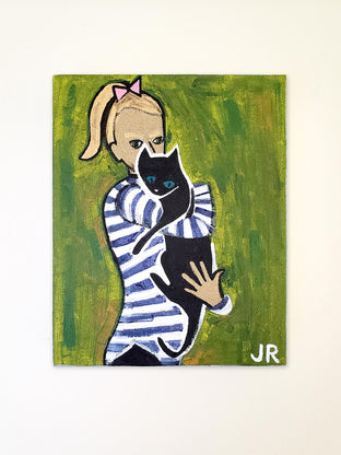 Original art for sale at UGallery.com | Girl Holding Cat by Jessica JH Roller | $325 | acrylic painting | 10' h x 8' w | photo 3