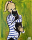 Original art for sale at UGallery.com | Girl Holding Cat by Jessica JH Roller | $325 | acrylic painting | 10' h x 8' w | thumbnail 1