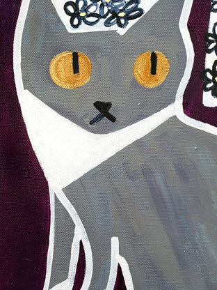 Gray Cat by Jessica JH Roller |   Closeup View of Artwork 