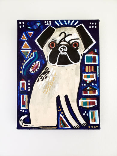 Ozzie the Pug - Commission by Jessica JH Roller |  Side View of Artwork 