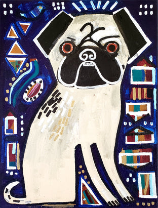Original art for sale at UGallery.com | Ozzie the Pug - Commission by Jessica JH Roller | $650 | acrylic painting | 16' h x 12' w | photo 1