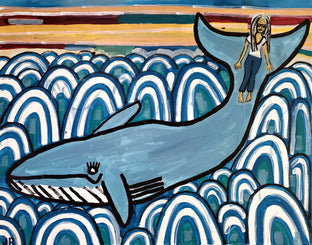 Original art for sale at UGallery.com | Whale Ride by Jessica JH Roller | $875 | acrylic painting | 22' h x 28' w | photo 1