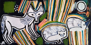 Original art for sale at UGallery.com | Wolf and Hedgehogs by Jessica JH Roller | $625 | acrylic painting | 15' h x 30' w | photo 1