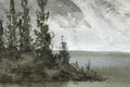 Original art for sale at UGallery.com | Lakeside Quiet by Jill Poyerd | $1,425 | watercolor painting | 16' h x 24' w | thumbnail 4