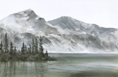 Original art for sale at UGallery.com | Lakeside Quiet by Jill Poyerd | $1,425 | watercolor painting | 16' h x 24' w | thumbnail 1