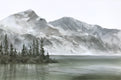 Original art for sale at UGallery.com | Lakeside Quiet by Jill Poyerd | $1,425 | watercolor painting | 16' h x 24' w | thumbnail 1