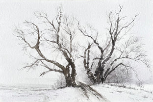 Original art for sale at UGallery.com | Poplars in Winter by Jill Poyerd | $1,500 | watercolor painting | 16' h x 24' w | photo 1