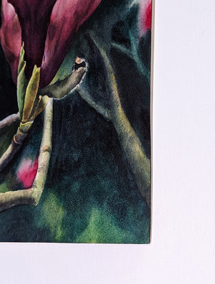 Original art for sale at UGallery.com | Crimson Magnolias by Jinny Tomozy | $1,700 | watercolor painting | 20' h x 14' w | photo 2