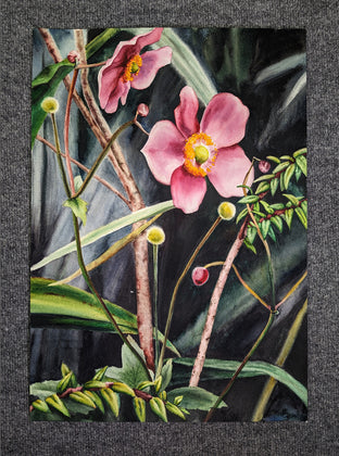 Original art for sale at UGallery.com | Garden Layers by Jinny Tomozy | $1,700 | watercolor painting | 20' h x 14' w | photo 3