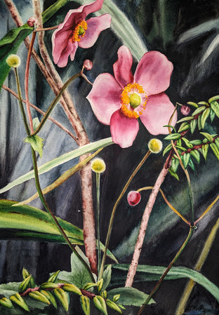Original art for sale at UGallery.com | Garden Layers by Jinny Tomozy | $1,700 | watercolor painting | 20' h x 14' w | photo 1