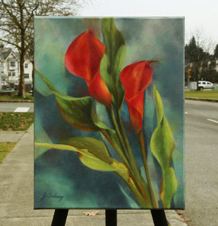 Original art for sale at UGallery.com | Calla Lily by Jo Galang | $575 | oil painting | 14' h x 11' w | photo 3