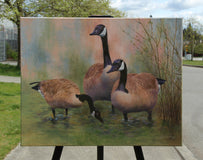 Original art for sale at UGallery.com | Three's Company by Jo Galang | $900 | oil painting | 16' h x 20' w | thumbnail 3