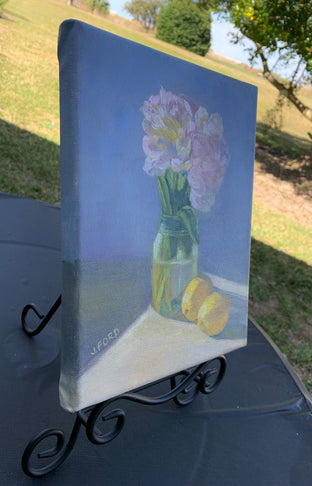 Original art for sale at UGallery.com | Flowers and Lemons by Joanie Ford | $275 | oil painting | 10' h x 8' w | photo 2