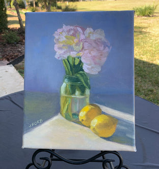 Original art for sale at UGallery.com | Flowers and Lemons by Joanie Ford | $275 | oil painting | 10' h x 8' w | photo 3