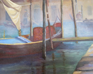 Gondola Waiting for Passengers by Joanie Ford |   Closeup View of Artwork 