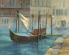 Original art for sale at UGallery.com | Gondola Waiting for Passengers by Joanie Ford | $450 | oil painting | 16' h x 20' w | thumbnail 1