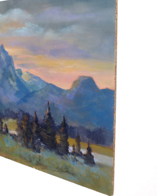 Sunset on the Tetons by Joanie Ford |  Side View of Artwork 