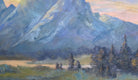 Original art for sale at UGallery.com | Sunset on the Tetons by Joanie Ford | $350 | oil painting | 12' h x 22' w | thumbnail 4
