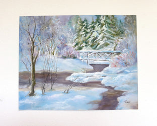 Original art for sale at UGallery.com | Fresh Snow by the Creek by Joanie Ford | $275 | pastel artwork | 12' h x 15' w | photo 3