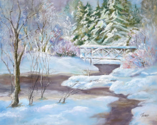 Original art for sale at UGallery.com | Fresh Snow by the Creek by Joanie Ford | $275 | pastel artwork | 12' h x 15' w | photo 1