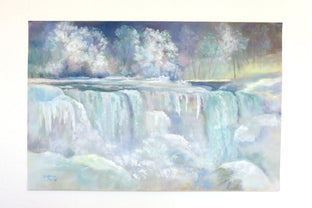 Original art for sale at UGallery.com | Frozen Niagara by Joanie Ford | $275 | pastel artwork | 12' h x 18' w | photo 3