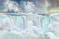 Original art for sale at UGallery.com | Frozen Niagara by Joanie Ford | $275 | pastel artwork | 12' h x 18' w | thumbnail 1