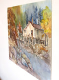 Original art for sale at UGallery.com | Cabin Hideaway by Joanie Ford | $300 | watercolor painting | 11.5' h x 15.5' w | thumbnail 2