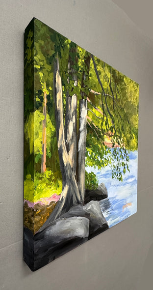 Best Spot on the River by JoAnn Golenia |  Side View of Artwork 