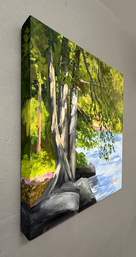 Best Spot on the River by JoAnn Golenia |  Side View of Artwork 