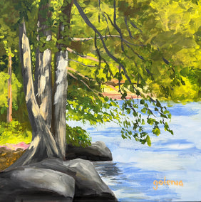 acrylic painting by JoAnn Golenia titled Best Spot on the River