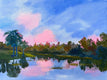 Original art for sale at UGallery.com | Sunrise at the Lakes by JoAnn Golenia | $650 | acrylic painting | 18' h x 24' w | thumbnail 1