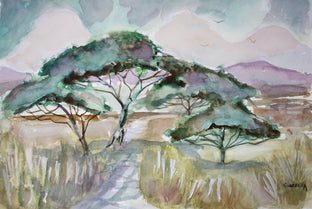 Original art for sale at UGallery.com | Acacia Trees 1 by Joe Giuffrida | $950 | mixed media artwork | 15' h x 22' w | photo 1