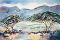 Original art for sale at UGallery.com | Acacia Trees 2 by Joe Giuffrida | $950 | mixed media artwork | 15' h x 22' w | thumbnail 1