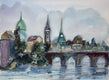 Original art for sale at UGallery.com | Charles Bridge, Prague by Joe Giuffrida | $725 | mixed media artwork | 11' h x 15' w | thumbnail 1