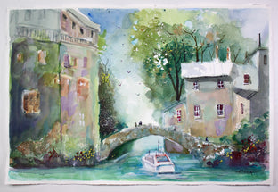 Original art for sale at UGallery.com | Lake Como by Joe Giuffrida | $1,150 | mixed media artwork | 15' h x 22' w | photo 3