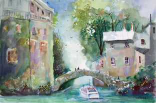 Original art for sale at UGallery.com | Lake Como by Joe Giuffrida | $1,150 | mixed media artwork | 15' h x 22' w | photo 1
