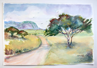Original art for sale at UGallery.com | Acacia Trees 3 by Joe Giuffrida | $950 | watercolor painting | 15' h x 22' w | photo 3
