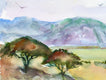 Original art for sale at UGallery.com | Acacia Trees 3 by Joe Giuffrida | $950 | watercolor painting | 15' h x 22' w | thumbnail 4