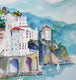 Original art for sale at UGallery.com | Amalfi Coast by Joe Giuffrida | $1,050 | watercolor painting | 15' h x 22' w | thumbnail 4