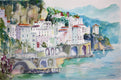 Original art for sale at UGallery.com | Amalfi Coast by Joe Giuffrida | $1,050 | watercolor painting | 15' h x 22' w | thumbnail 1