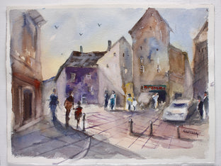 Original art for sale at UGallery.com | Barcelona Street Corner by Joe Giuffrida | $625 | watercolor painting | 11' h x 15' w | photo 3