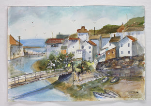 Original art for sale at UGallery.com | English Village by Joe Giuffrida | $725 | watercolor painting | 12' h x 16' w | photo 3