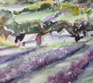 Original art for sale at UGallery.com | Lavender Fields by Joe Giuffrida | $625 | watercolor painting | 11' h x 15' w | photo 4