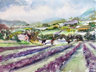 Original art for sale at UGallery.com | Lavender Fields by Joe Giuffrida | $625 | watercolor painting | 11' h x 15' w | photo 1