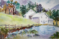 Original art for sale at UGallery.com | Mountain Farm 1 by Joe Giuffrida | $950 | watercolor painting | 15' h x 22' w | thumbnail 1