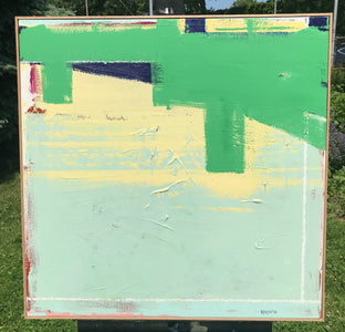 Original art for sale at UGallery.com | Green Bridge by Joey Korom | $950 | acrylic painting | 30' h x 30' w | photo 3
