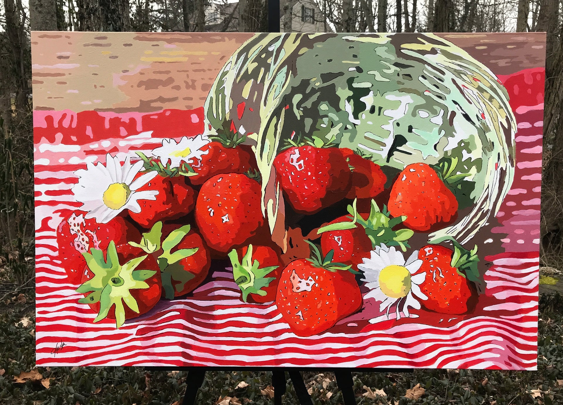 Basket Of Strawberries By John Jaster Acrylic Painting UGallery basket-of-strawberries-by-john-jaster-acrylic-painting-ugallery